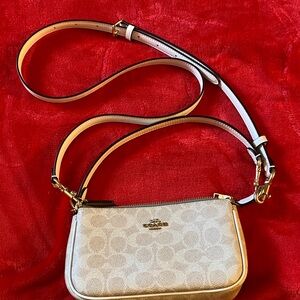Coach Beige Crossbody Bag with Gold Accents